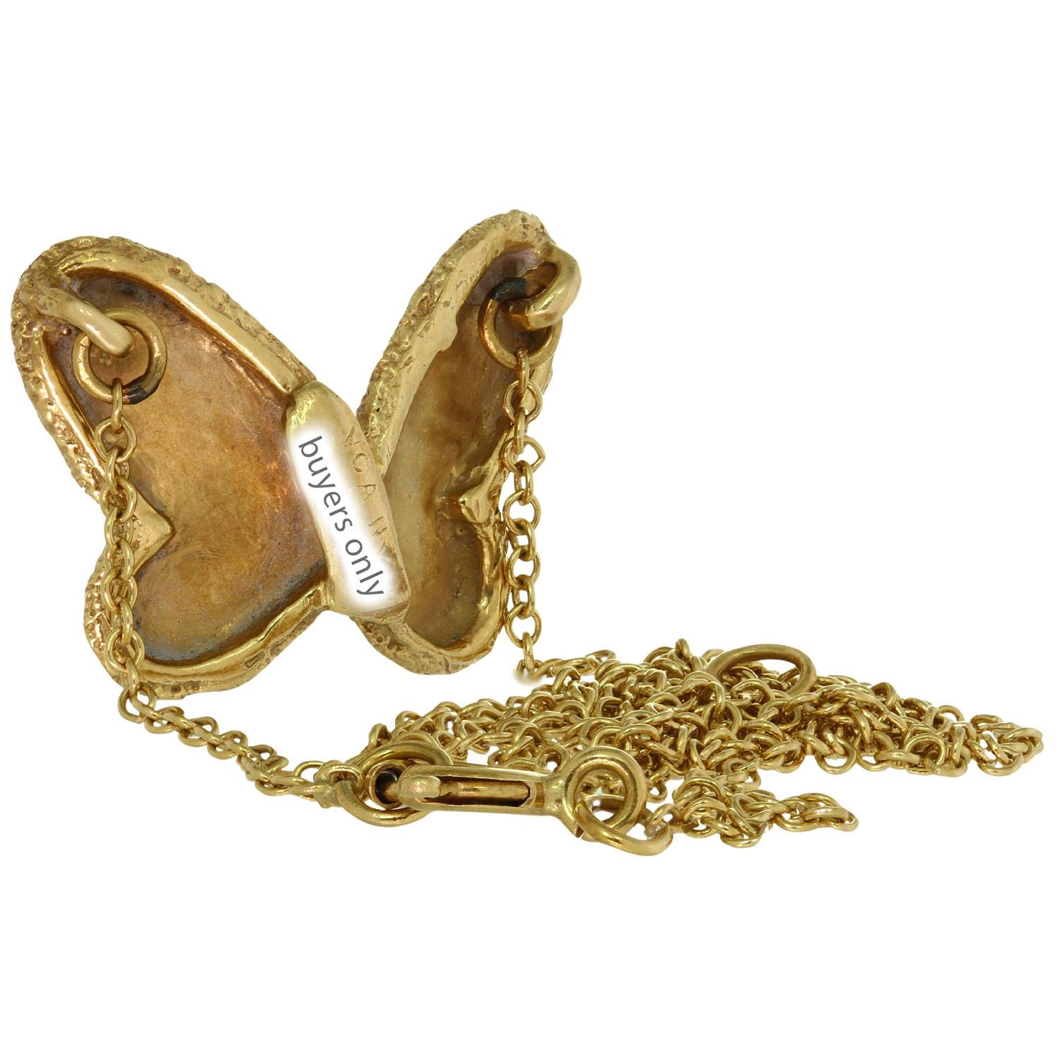 Women's VAN CLEEF & ARPELS Flying Beauties Diamond Gold Butterfly Pendant Necklace