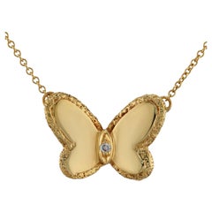 Retro VAN CLEEF & ARPELS Flying Beauties Diamond Gold Butterfly Pendant Necklace