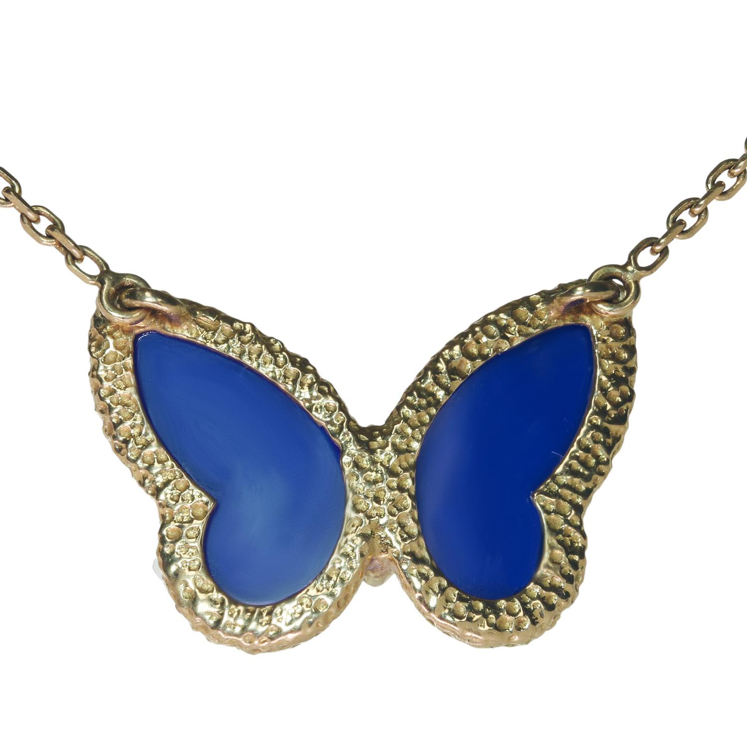 van cleef butterfly necklace blue