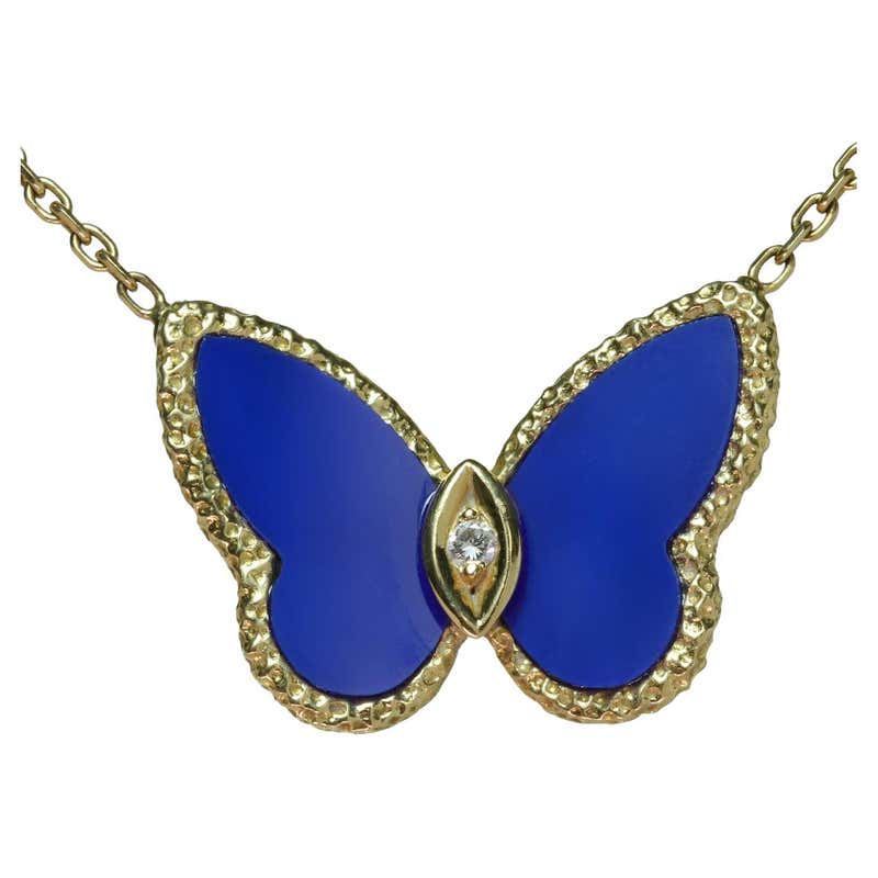 Van Cleef and Arpels Diamond and Lapis Lazuli Alhambra Necklace For ...