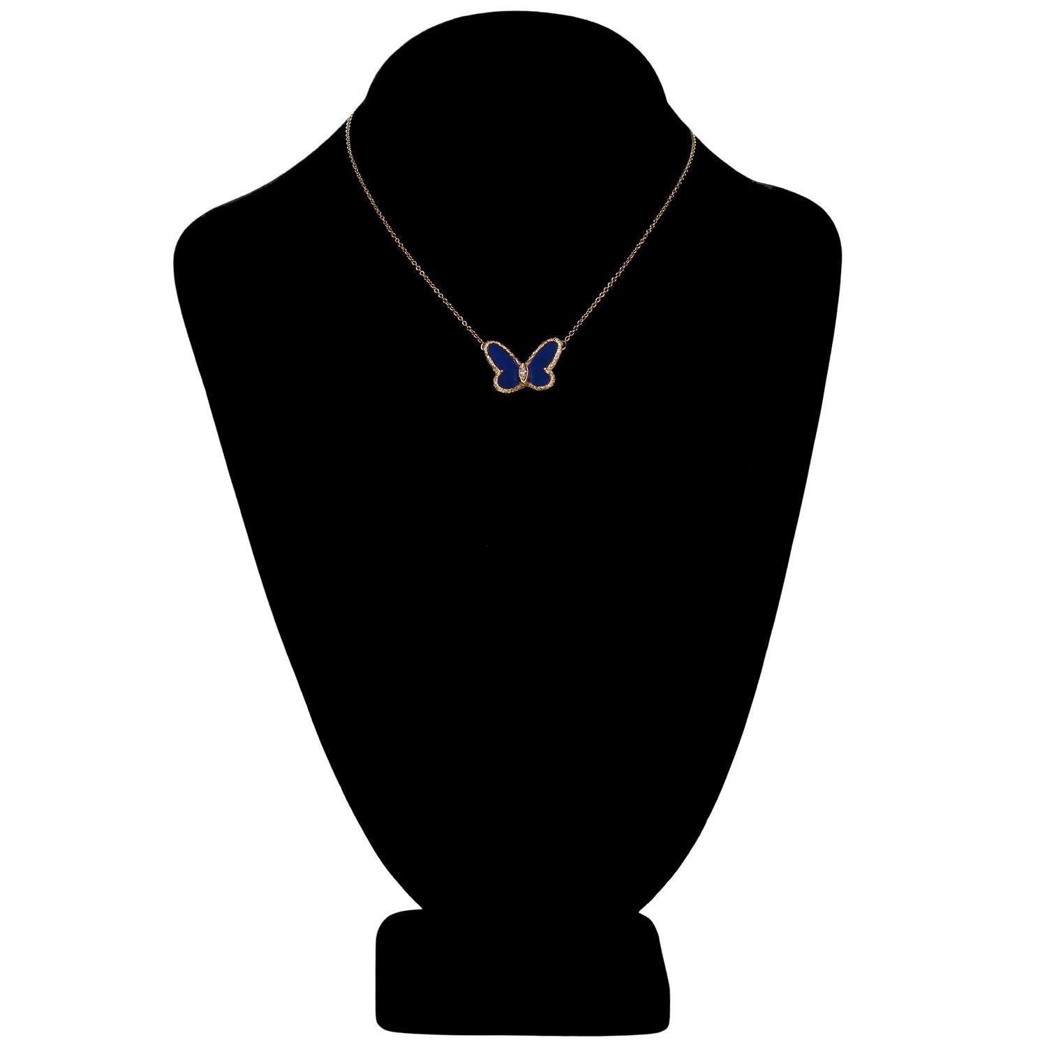 VAN CLEEF & ARPELS Flying Beauties Diamond Lapis Lazuli Yellow Gold Necklace 1