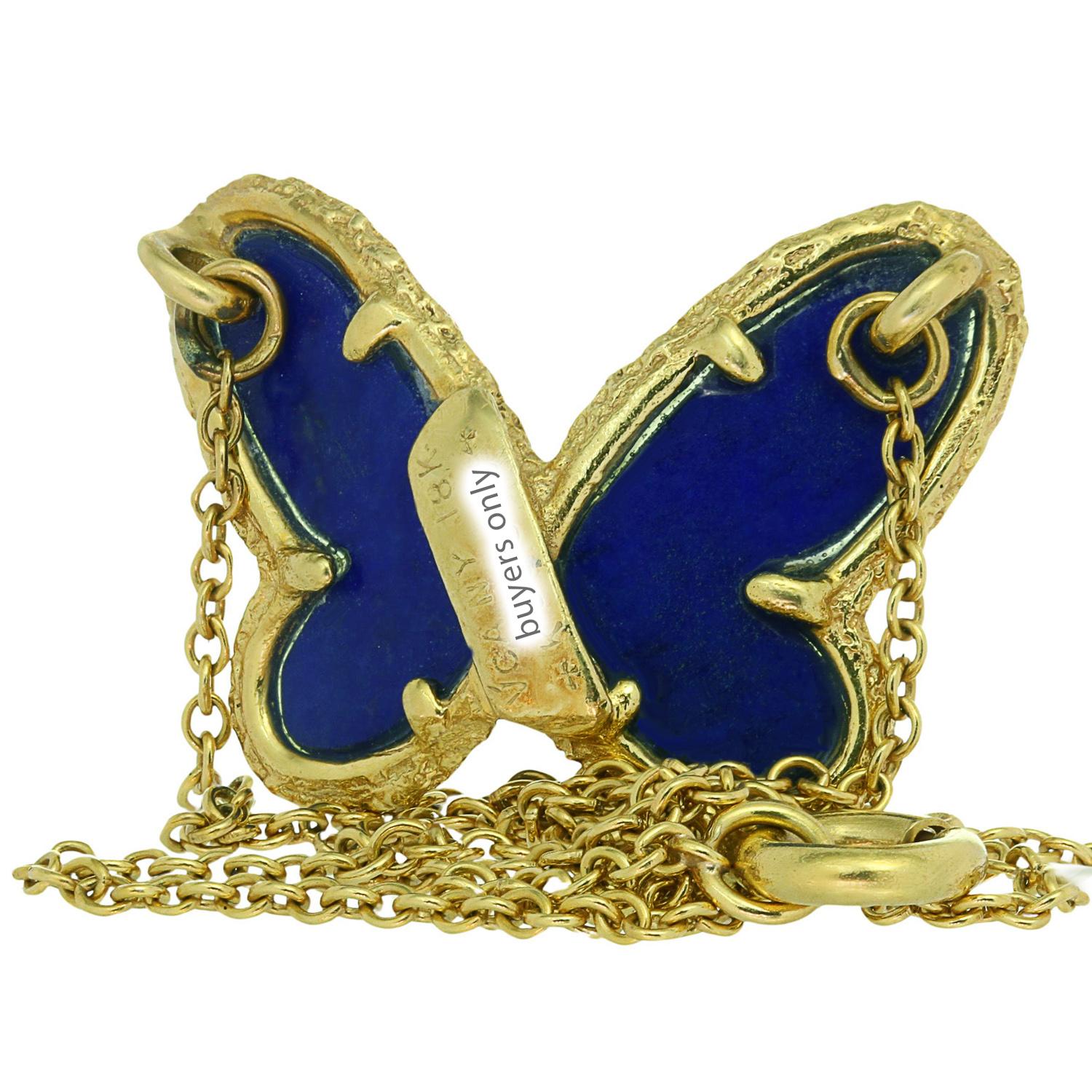 VAN CLEEF & ARPELS Flying Beauties Diamond Lapis Lazuli Yellow Gold Necklace 2