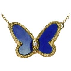 VAN CLEEF & ARPELS Flying Beauties Diamond Lapis Lazuli Yellow Gold Necklace