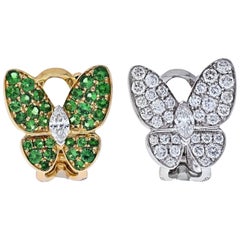 Van Cleef & Arpels Flying Beauties Diamanten und Tsavorit Schmetterlingsohrringe