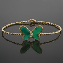 VAN CLEEF & ARPELS Flying Beauties Grünes Chalcedon-Schmetterlingsarmband im Vintage-Stil