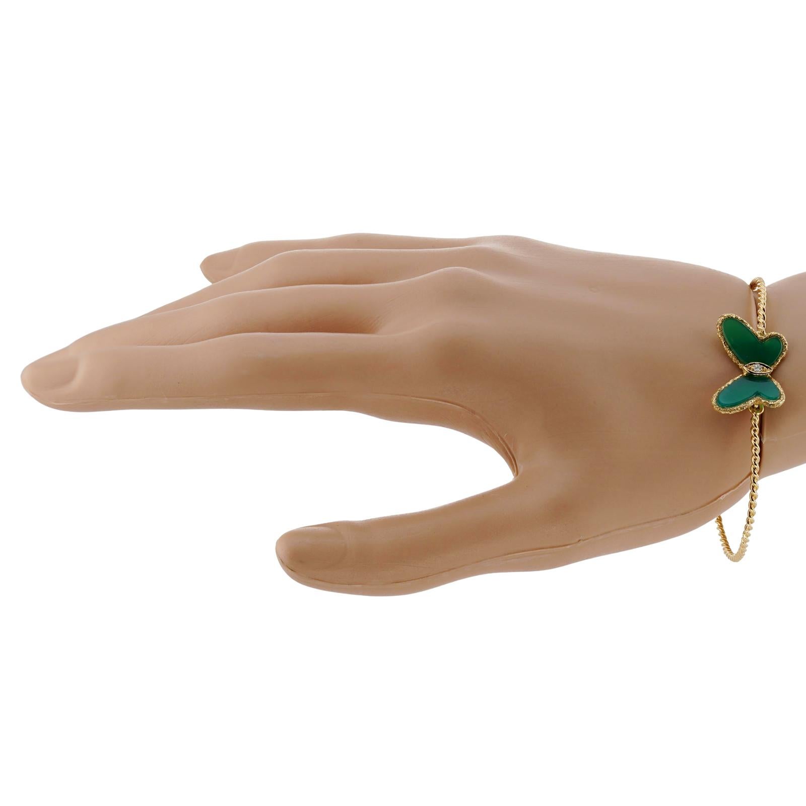 Van Cleef & Arpels Bracciale Vintage con Farfalla in Calcedonio Verde In condizioni ottime in vendita a New York, NY