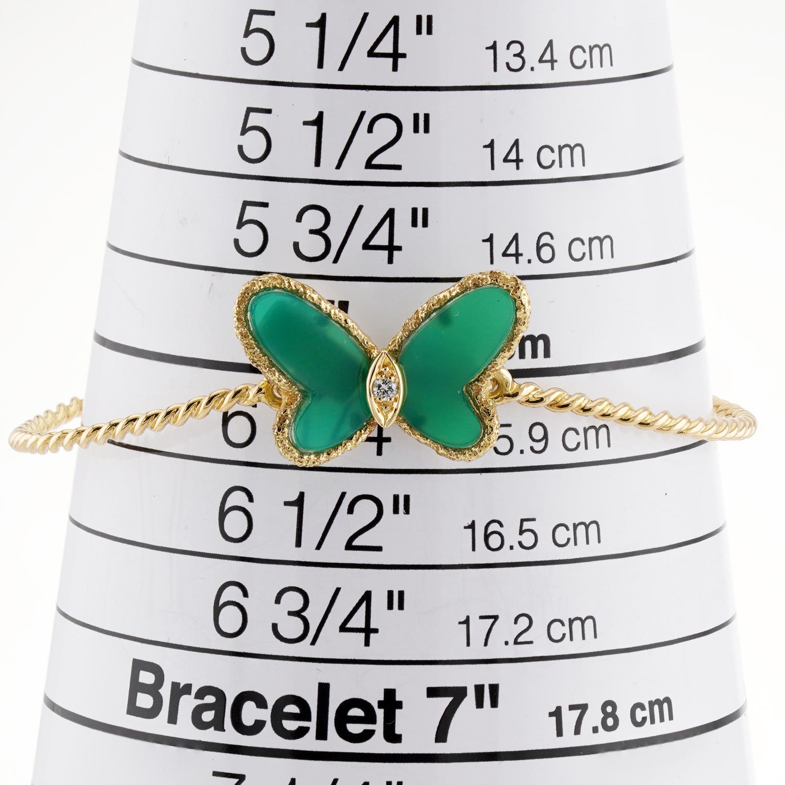 Donna Van Cleef & Arpels Bracciale Vintage con Farfalla in Calcedonio Verde in vendita