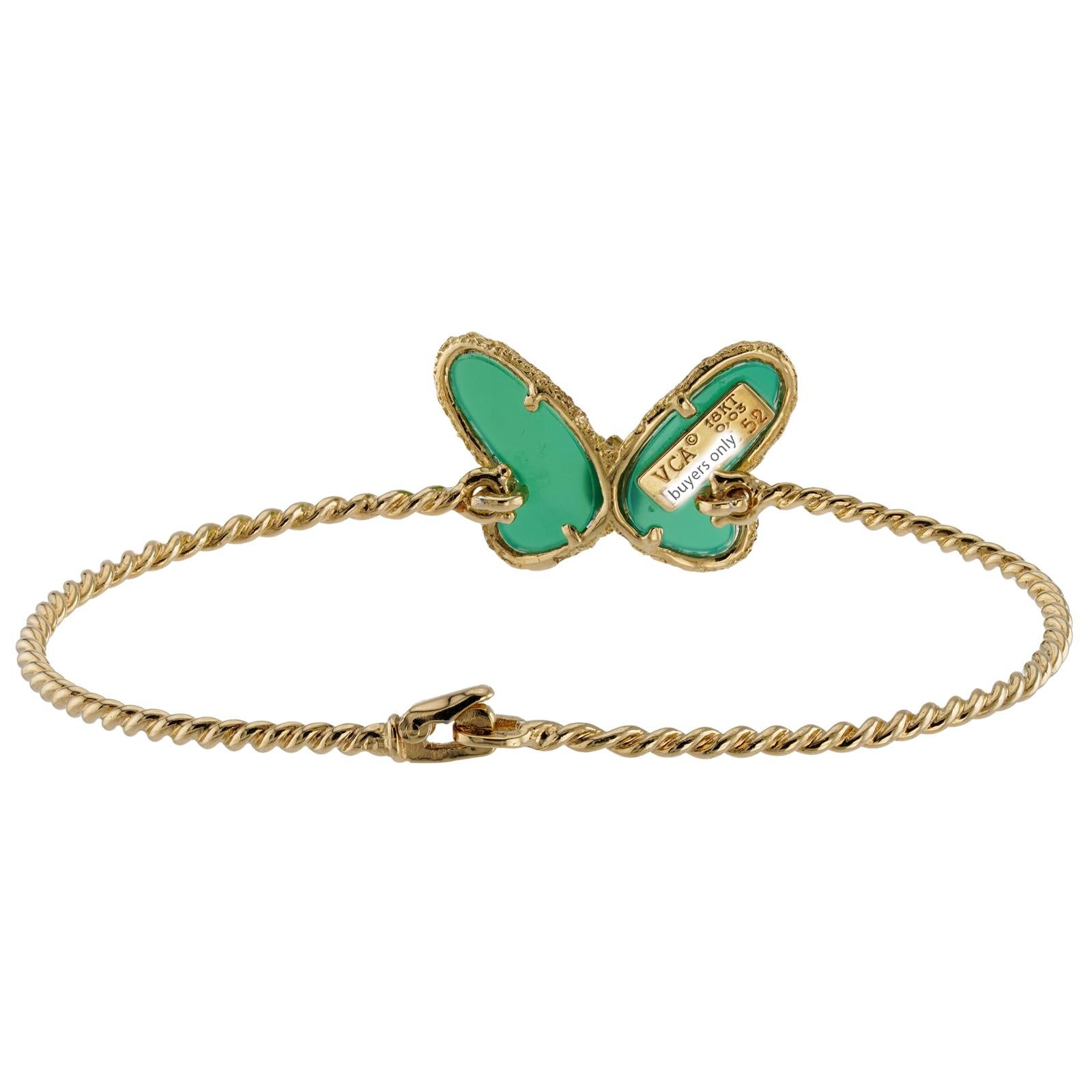 Van Cleef & Arpels Bracciale Vintage con Farfalla in Calcedonio Verde in vendita 2