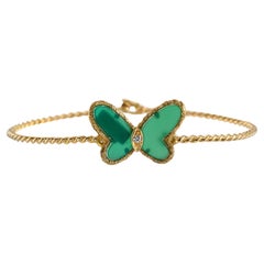 VAN CLEEF & ARPELS Flying Beauties Bracelet vintage papillon en calcédoine verte