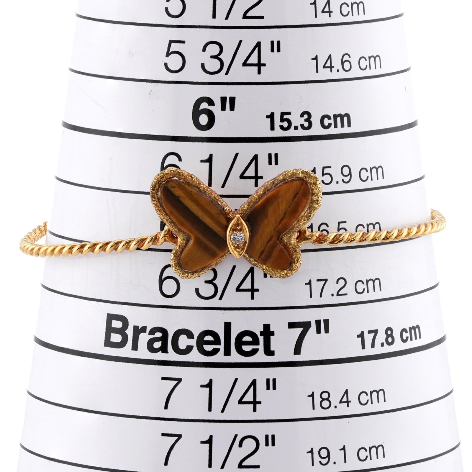 VAN CLEEF & ARPELS Flying Beauties Tiger Eye Butterfly Bracelet 2