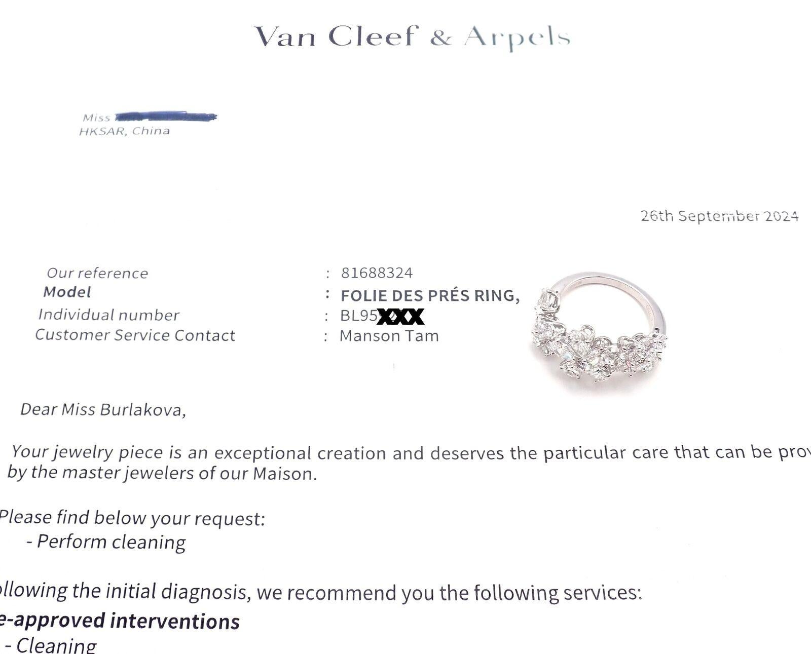 Van Cleef & Arpels Folie des Pres Bague fleur en or blanc en vente 8