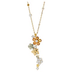 Van Cleef & Arpels Folie Des Pres Diamond & Sapphire Flower Necklace in 18kyg