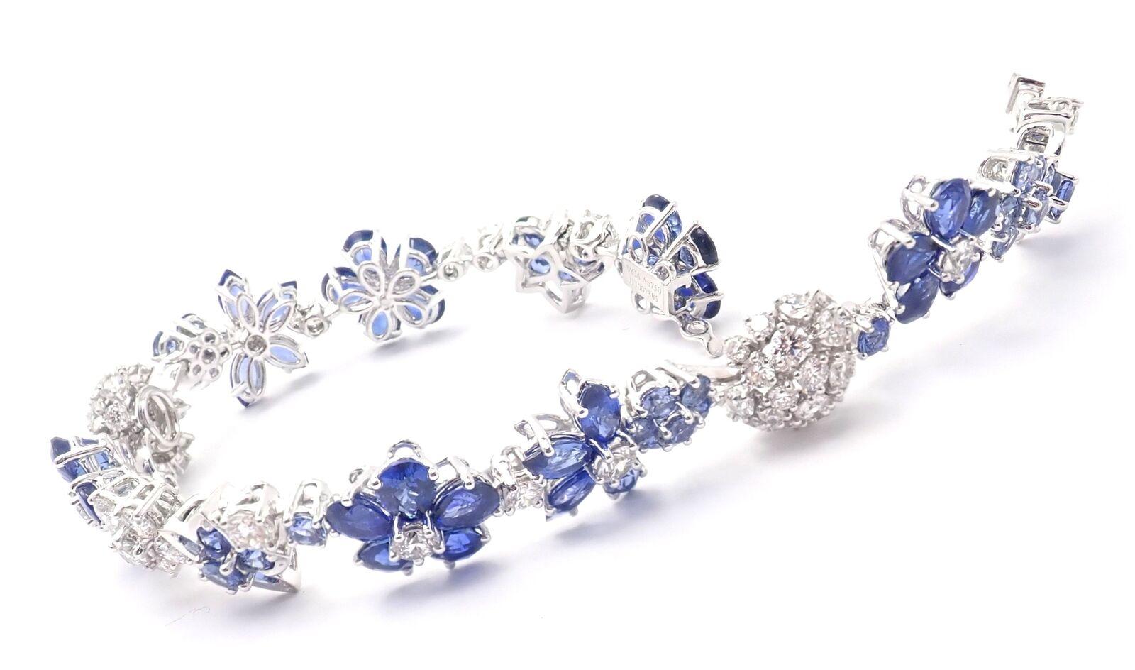 Women's or Men's Van Cleef & Arpels Folie des prés Diamond Sapphire Flower White Gold Bracelet