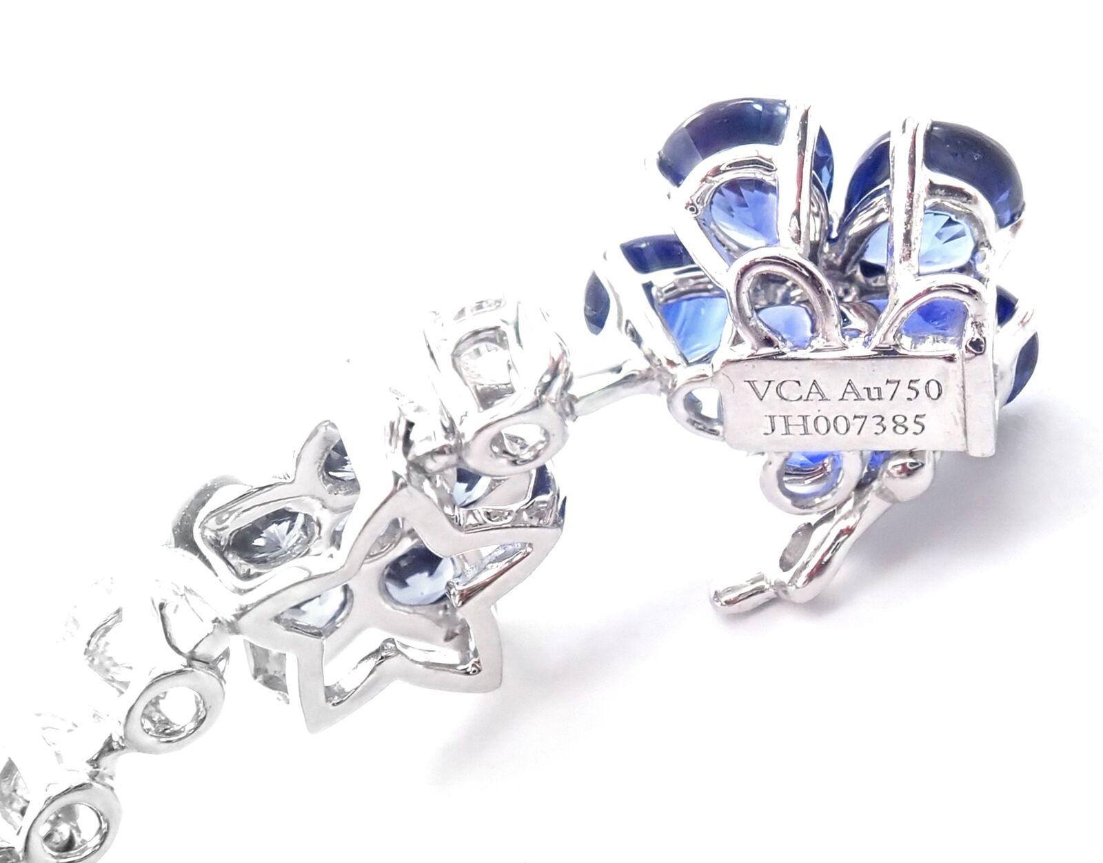 Van Cleef & Arpels Folie des prés Diamond Sapphire Flower White Gold Bracelet 1