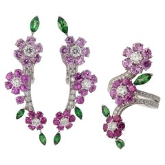 Van Cleef & Arpels Folie des Prés Diamond Sapphire Tsavorite Suite 18K Gold