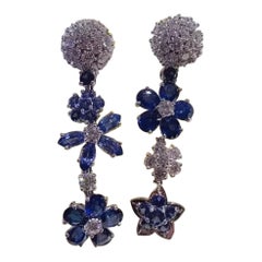 Van Cleef & Arpels Folie des Prés Earrings 18K White Gold, Sapphires Diamonds
