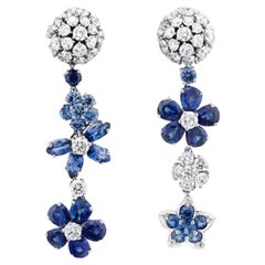 Van Cleef & Arpels Folie des Pres High Jewelry Diamond and Sapphire Earrings