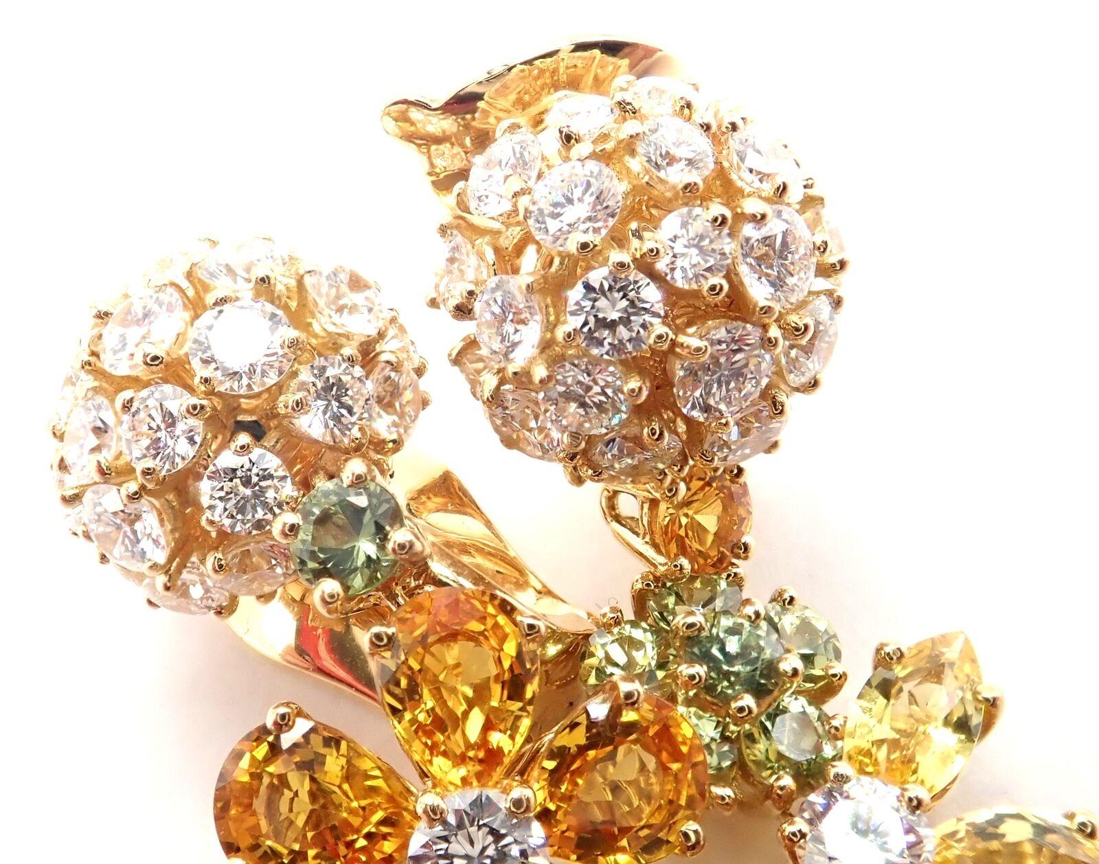 da uomo o donna Van Cleef & Arpels Folie des Pres Orecchini con diamanti e zaffiri in oro giallo in vendita