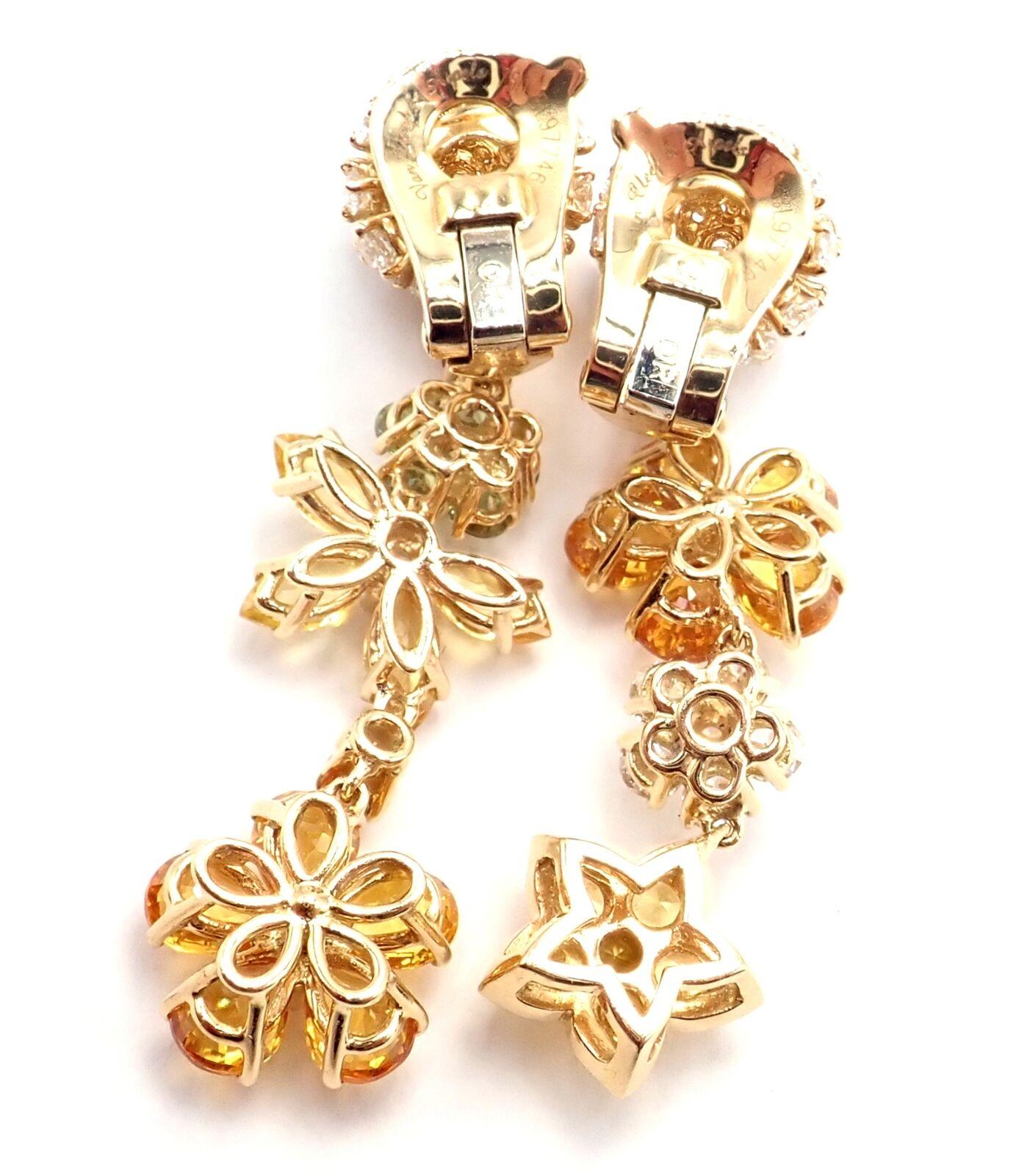 Van Cleef & Arpels Folies des Pres Diamond Color Sapphire Yellow Gold Earrings For Sale 2