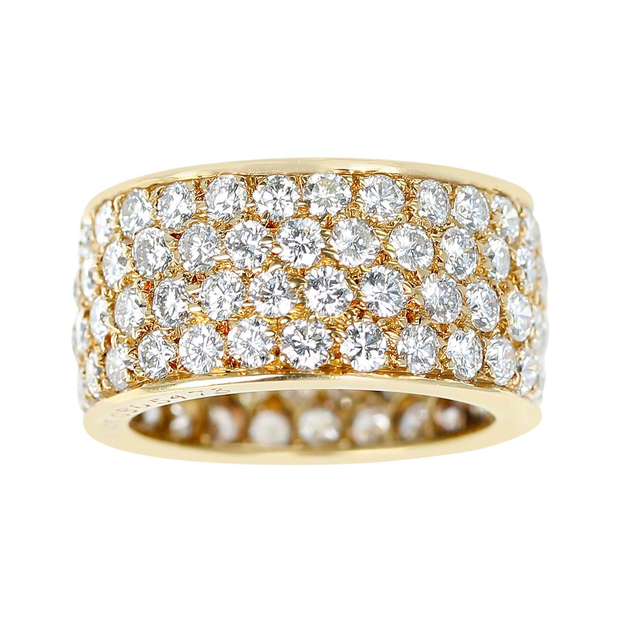 Van Cleef & Arpels, bague à quatre rangées de diamants en or jaune 18 carats en vente