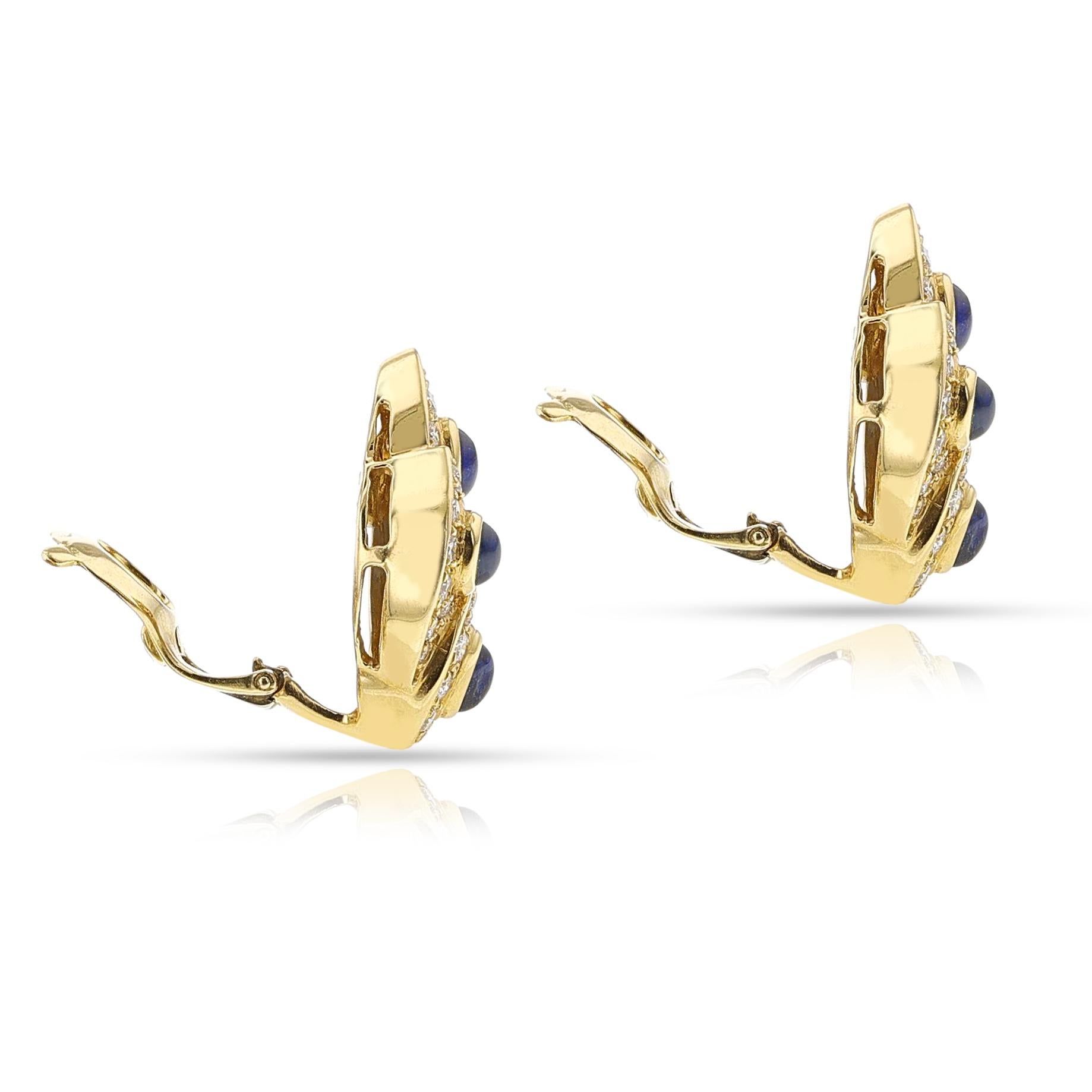 Pendientes Van Cleef & Arpels de cuatro cabujones de zafiro y diamantes, 18k 1