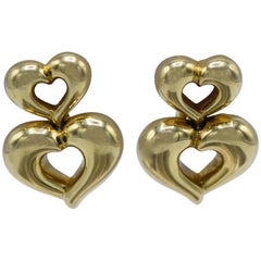 Van Cleef & Arpels France, 18 Karat Gold Double Heart Earrings