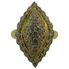 Van Cleef & Arpels France 18k Yellow Gold and 1.25 Carat Diamond Navette Ring