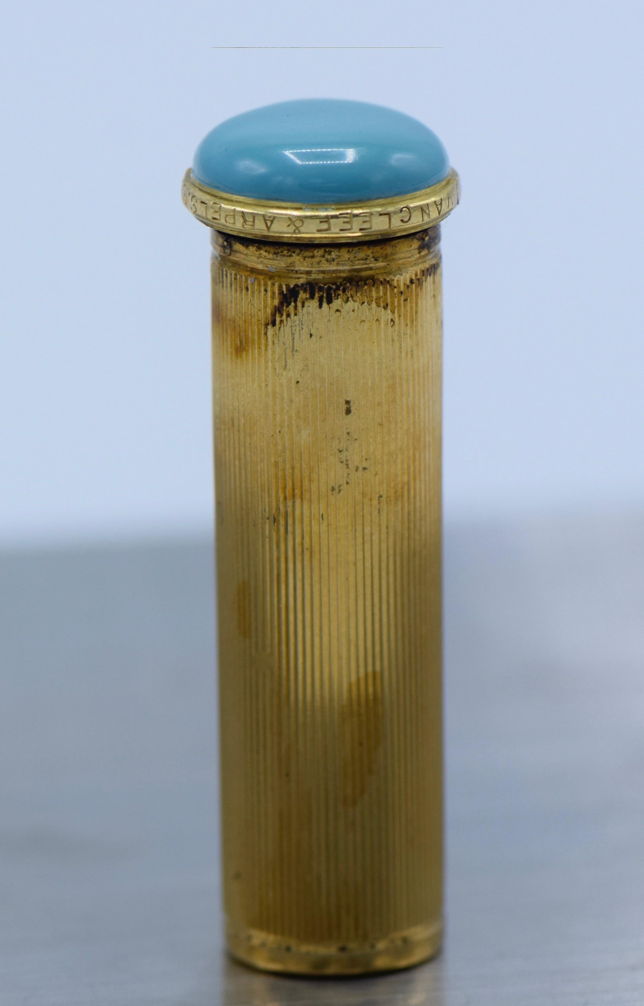Van Cleef & Arpels, Frankreich, Art-déco- Lippenstifthalter aus 18 Karat Gold und Emaille (Art déco) im Angebot