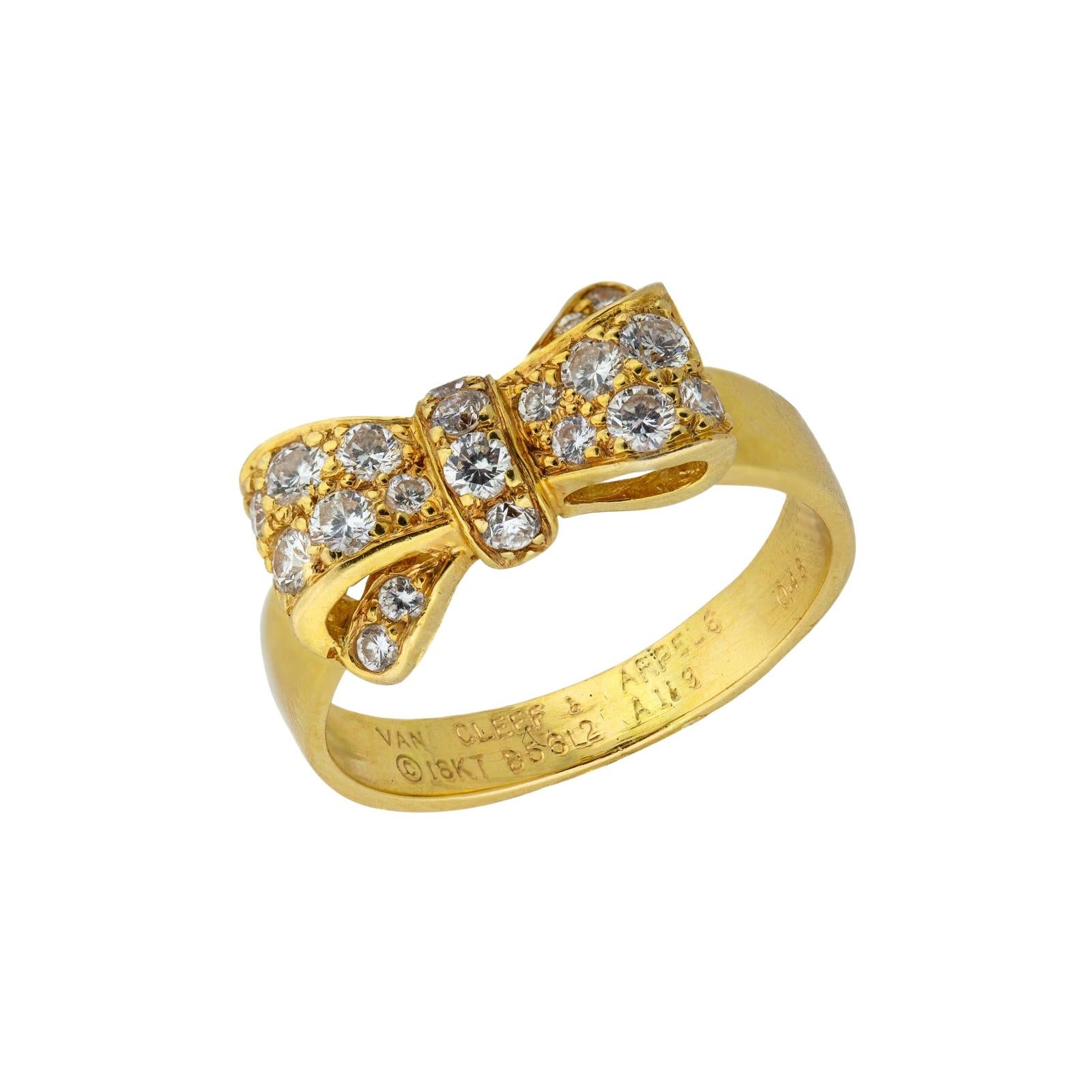 Van Cleef and Arpels France Diamond Bow Ring at 1stDibs