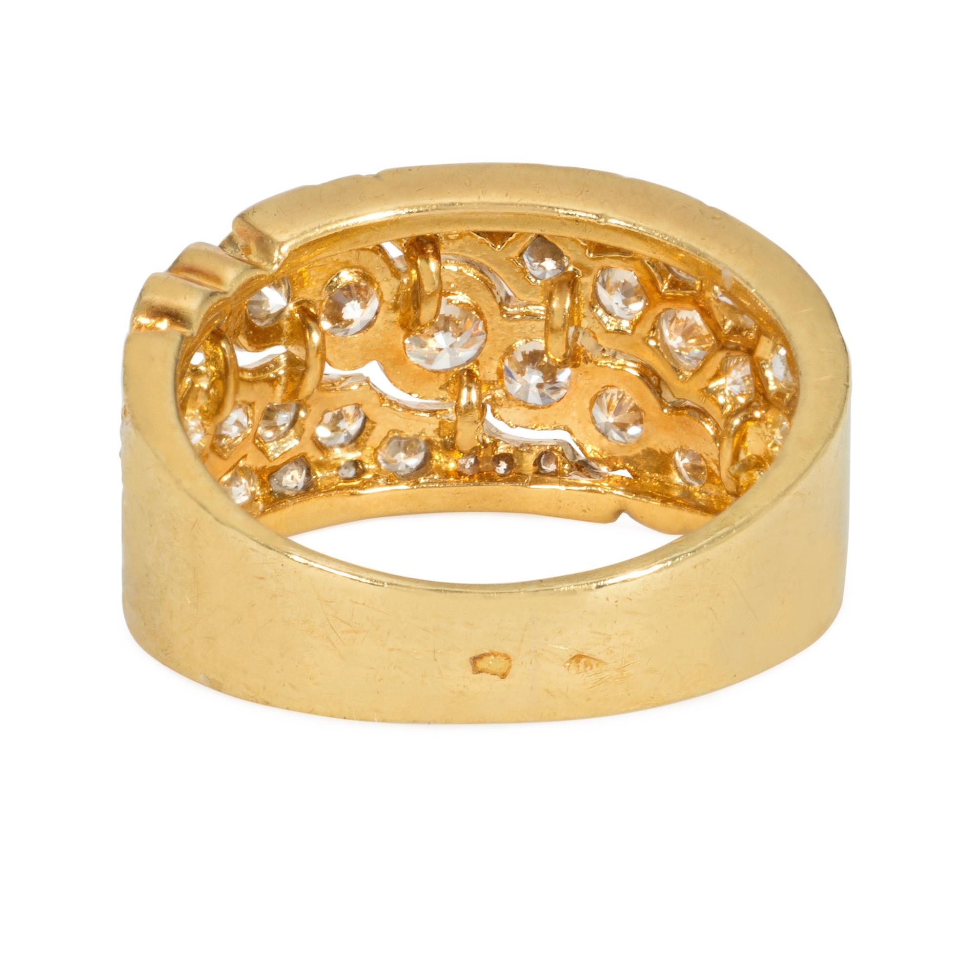 Contemporary Van Cleef & Arpels, France Estate Gold and Diamond Band-Style Ring For Sale