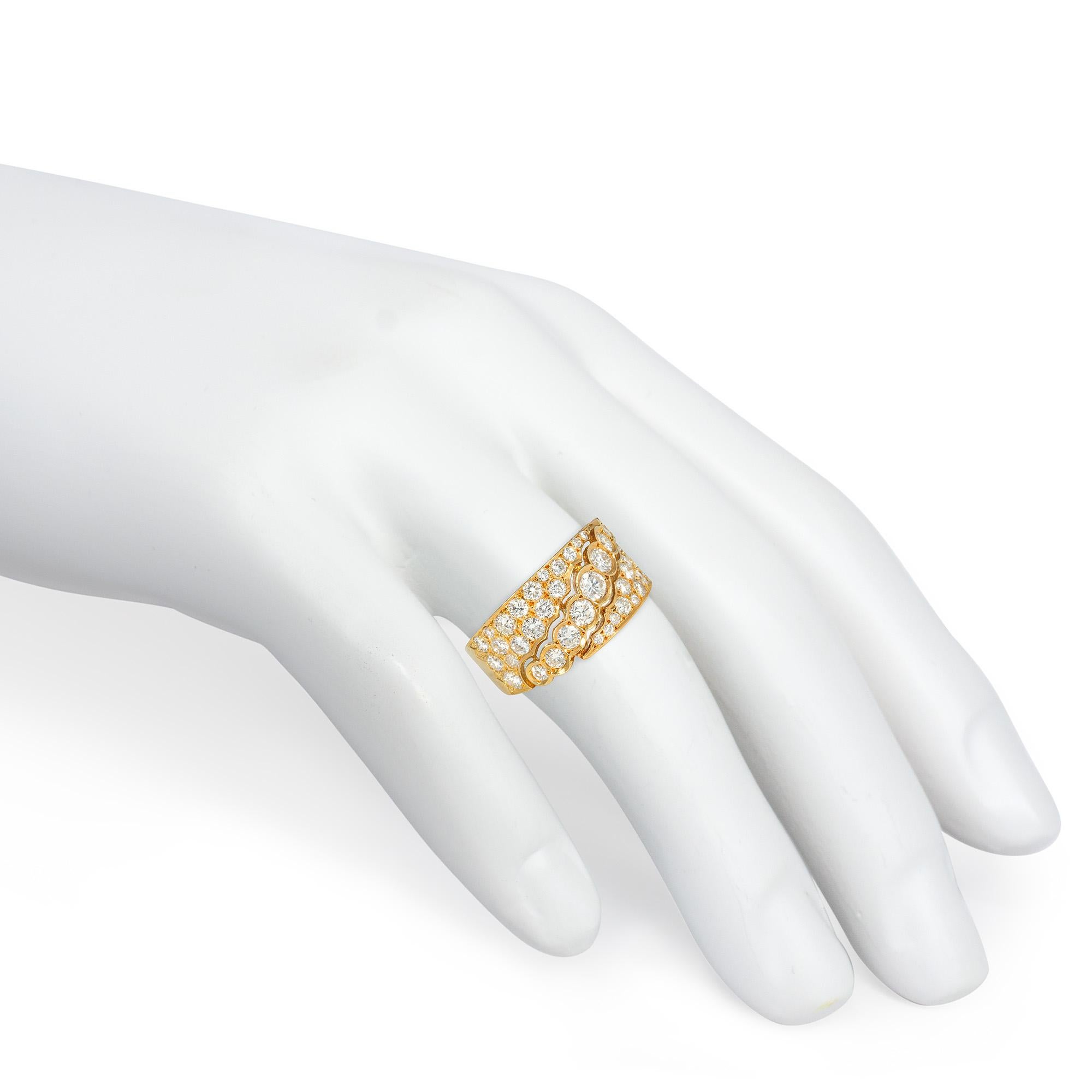 Van Cleef & Arpels, France Estate Gold and Diamond Band-Style Ring In Good Condition For Sale In New York, NY