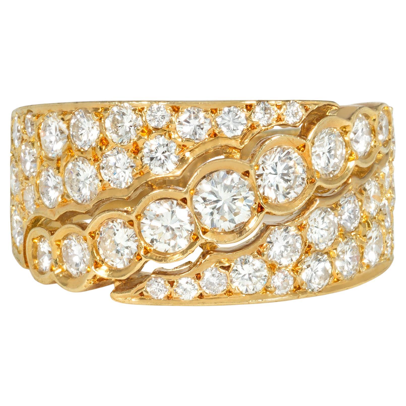 Van Cleef & Arpels, France Estate Gold and Diamond Band-Style Ring For Sale