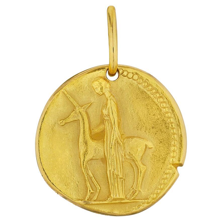 Van Cleef & Arpels France Georges L'Enfant Modernist Virgo Zodiac Gold Pendant