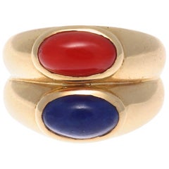 Van Cleef & Arpels France Lapis Coral Gold Ring