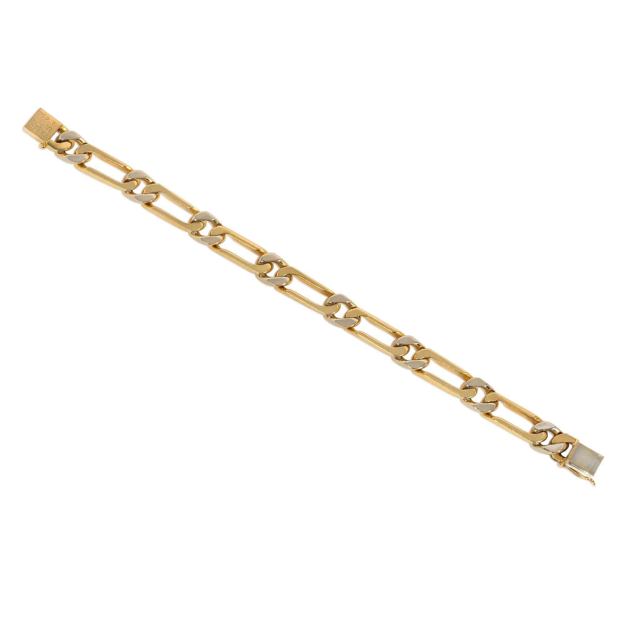 Modern Van Cleef & Arpels, France Mid-Century Gold and Diamond Figaro Link Bracelet For Sale