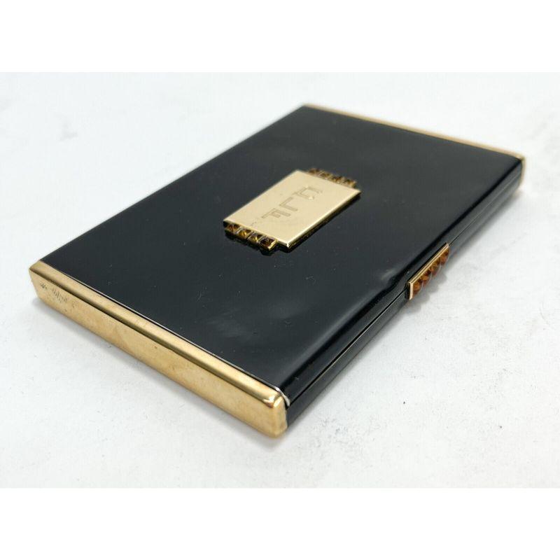 Gilt Van Cleef & Arpels French Art Deco Gold & Black Lacquer Box Card Case, c1930