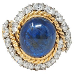 Van Cleef & Arpels Französischer Ring aus Platin und 18 Karat Gold mit 11,40 Karat Saphir und Diamant