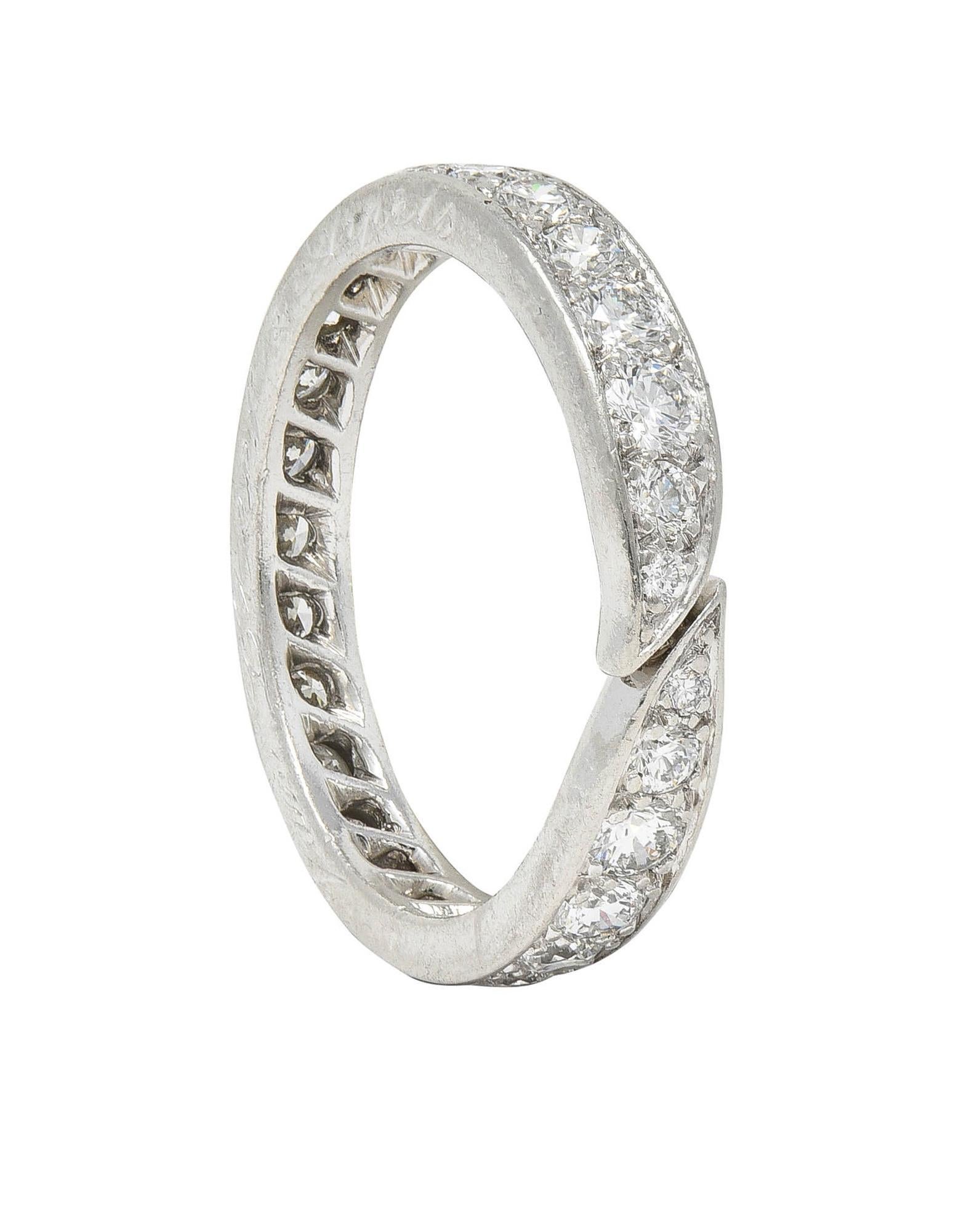 Van Cleef & Arpels French 1.50 CTW Diamond Platinum Bypass Eternity Band Ring 6