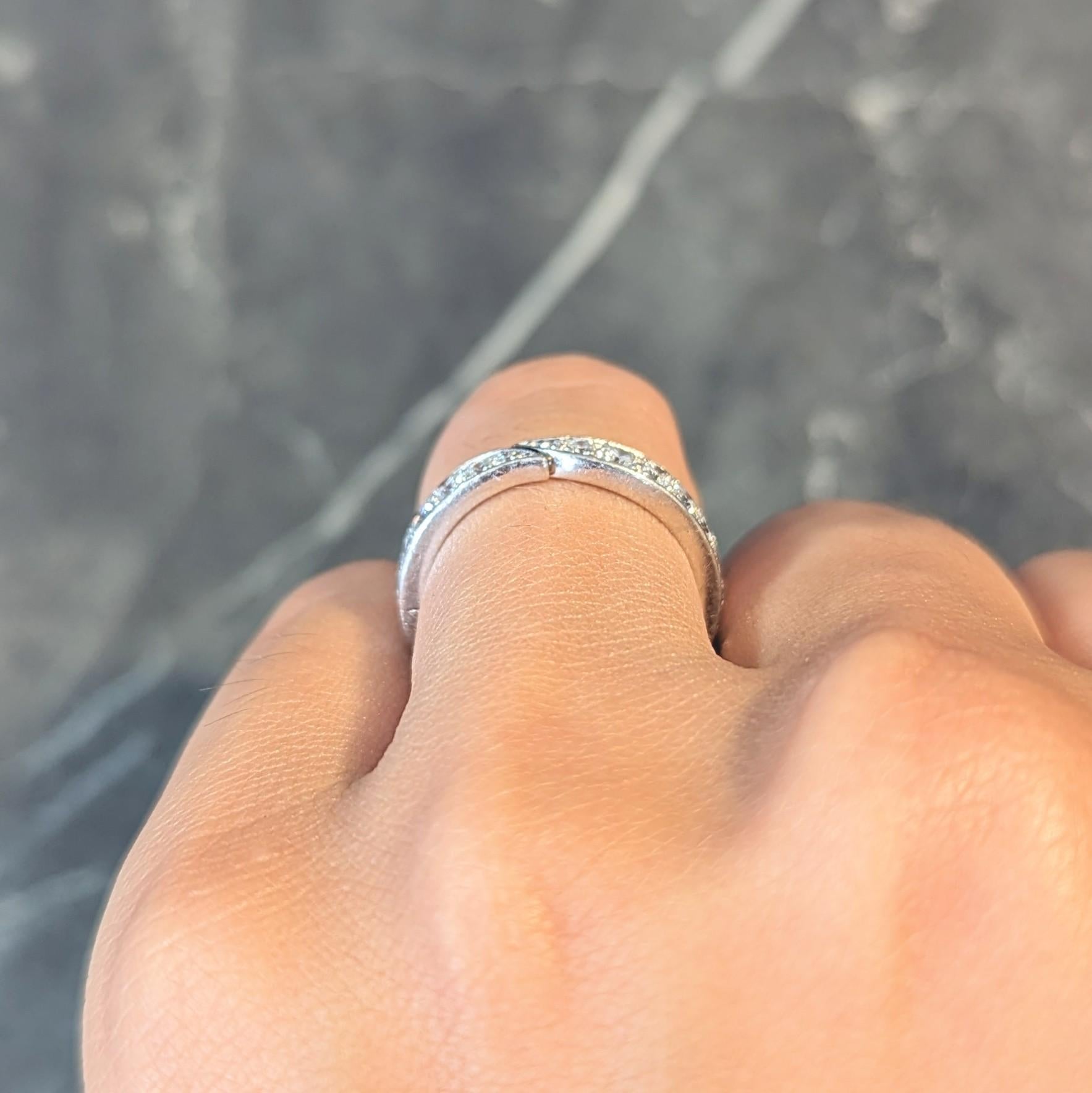Van Cleef & Arpels French 1.50 CTW Diamond Platinum Bypass Eternity Band Ring 7