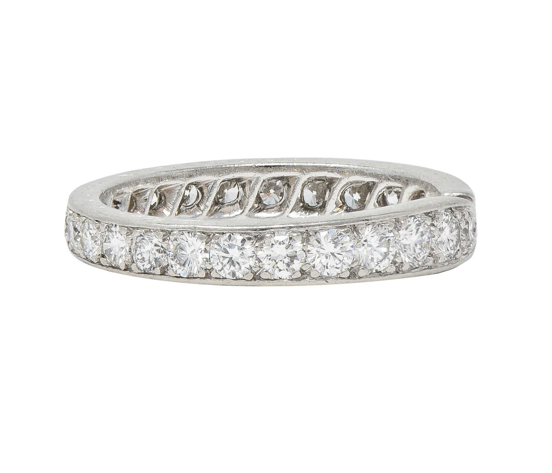 Van Cleef & Arpels French 1.50 CTW Diamond Platinum Bypass Eternity Band Ring In Excellent Condition In Philadelphia, PA