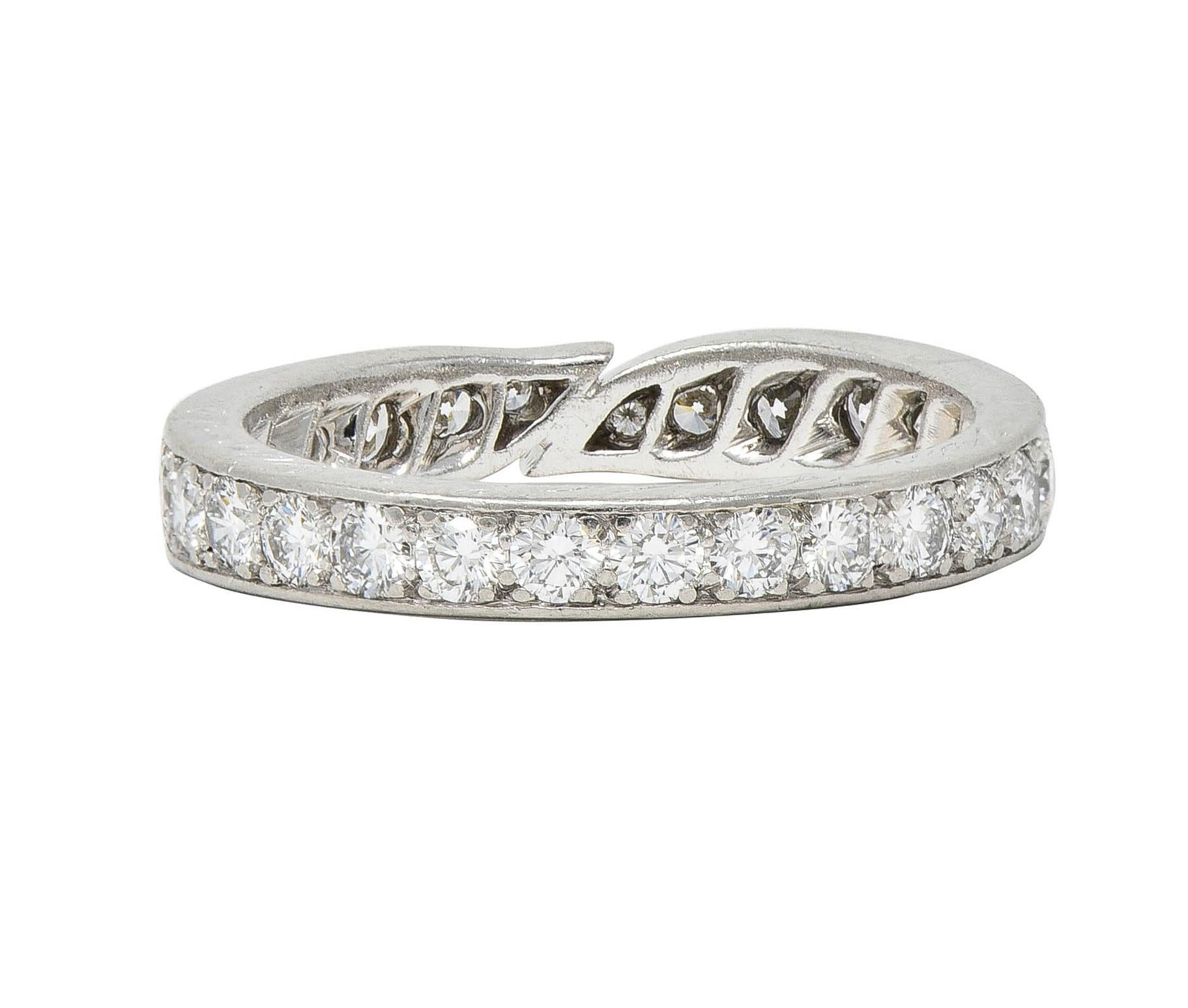 Women's Van Cleef & Arpels French 1.50 CTW Diamond Platinum Bypass Eternity Band Ring