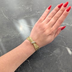Van Cleef & Arpels French 1950s Diamond 18K Gold Platinum Vintage Woven Bracelet
