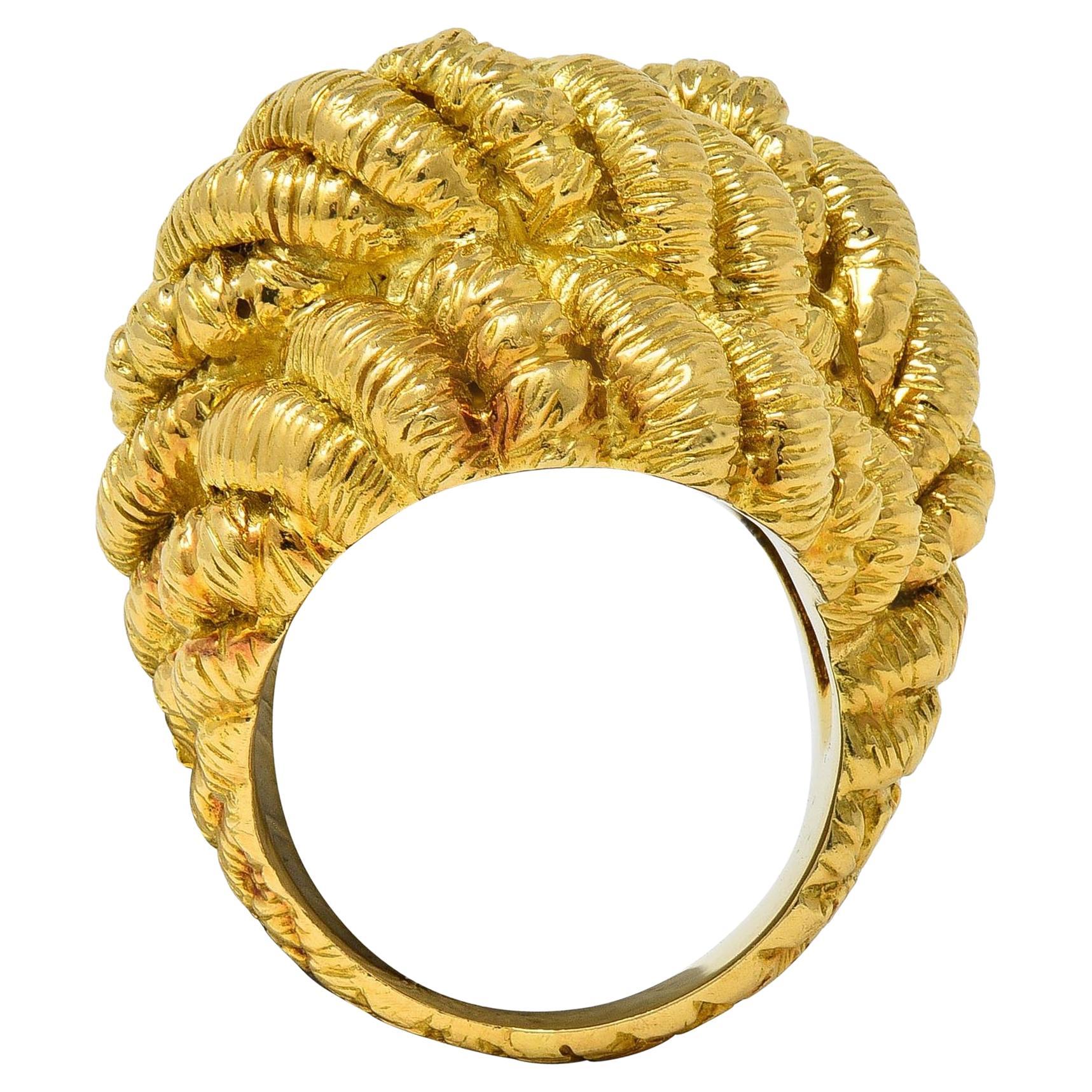 Van Cleef & Arpels Französisch 1960 18K Gold Gedrehter Seilknoten Vintage Dome Ring