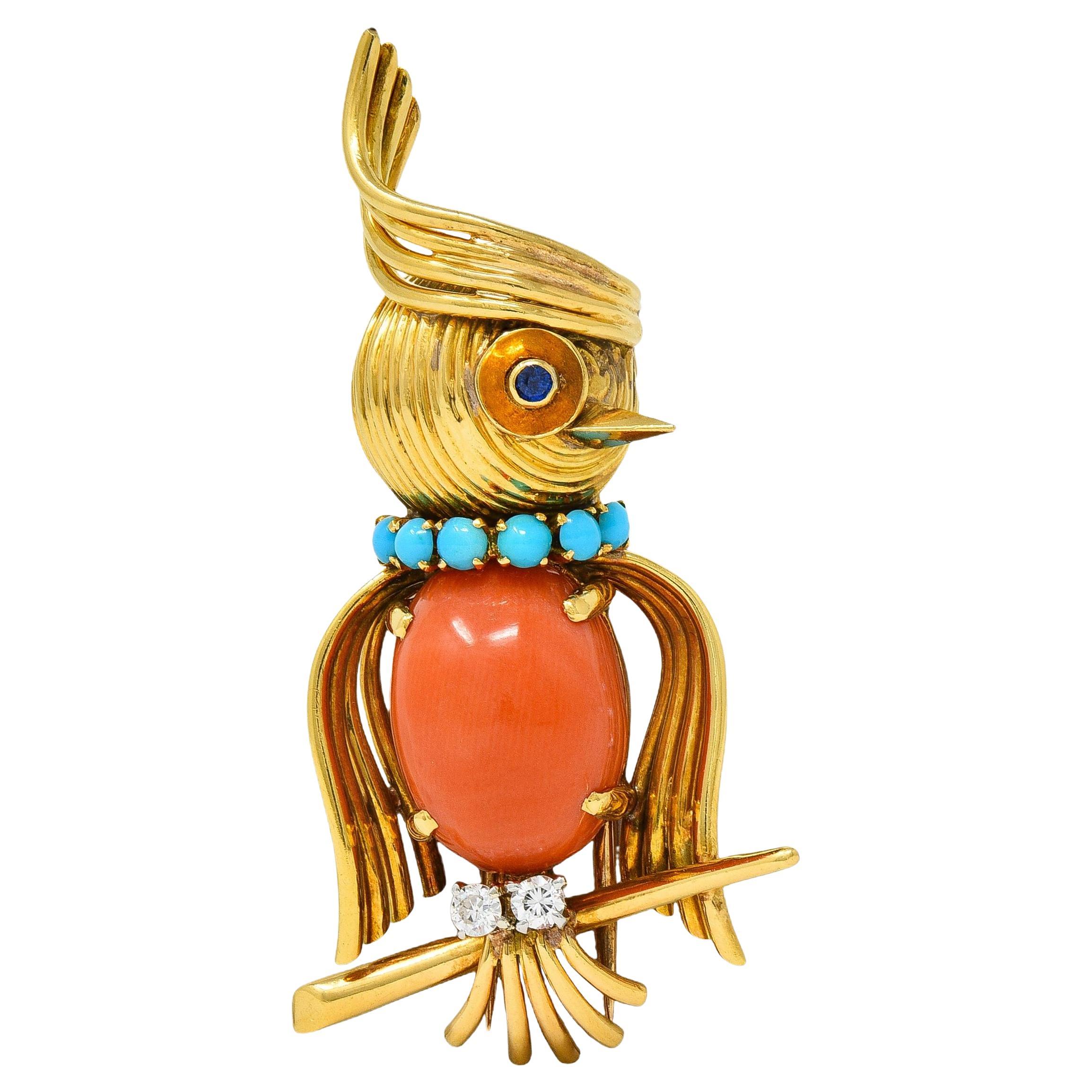 Van Cleef
Arpels Spilla a forma di uccello in oro 18 carati e platino con diamanti multipli degli anni
60