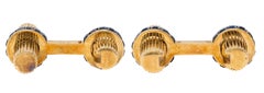 Van Cleef & Arpels French 1960's Sapphire 18K Gold Vintage Barrel Cufflinks