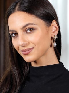 Van Cleef & Arpels French 1980 Diamond Pearl Alhambra Day-To-Night Earrings