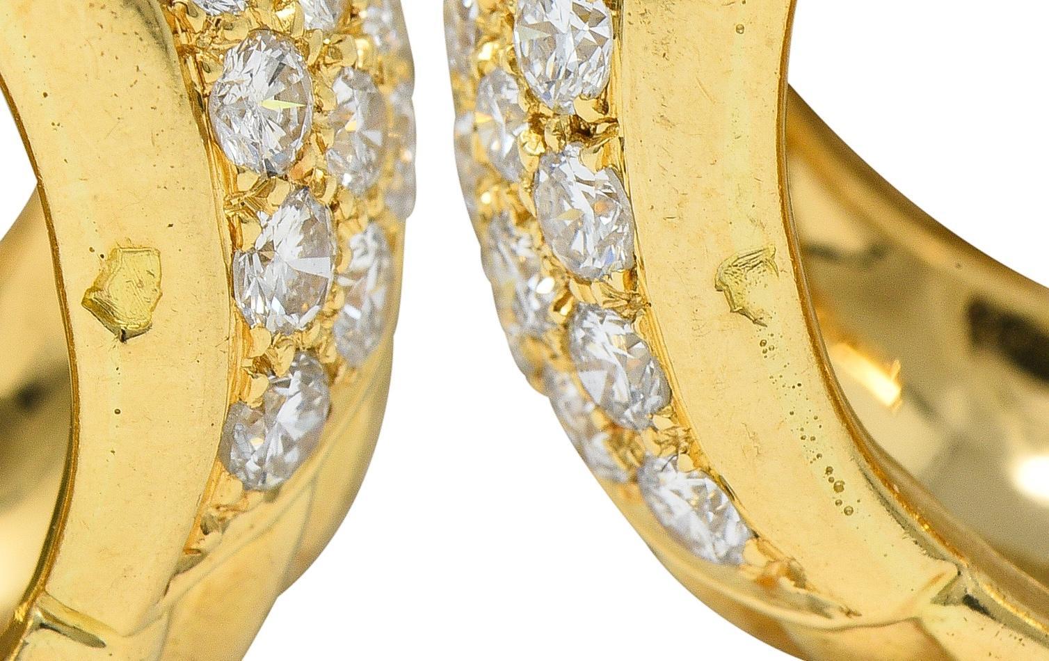 Van Cleef & Arpels - Orecchini a cerchio con diamante in oro 18 carati degli anni '80 in vendita 1