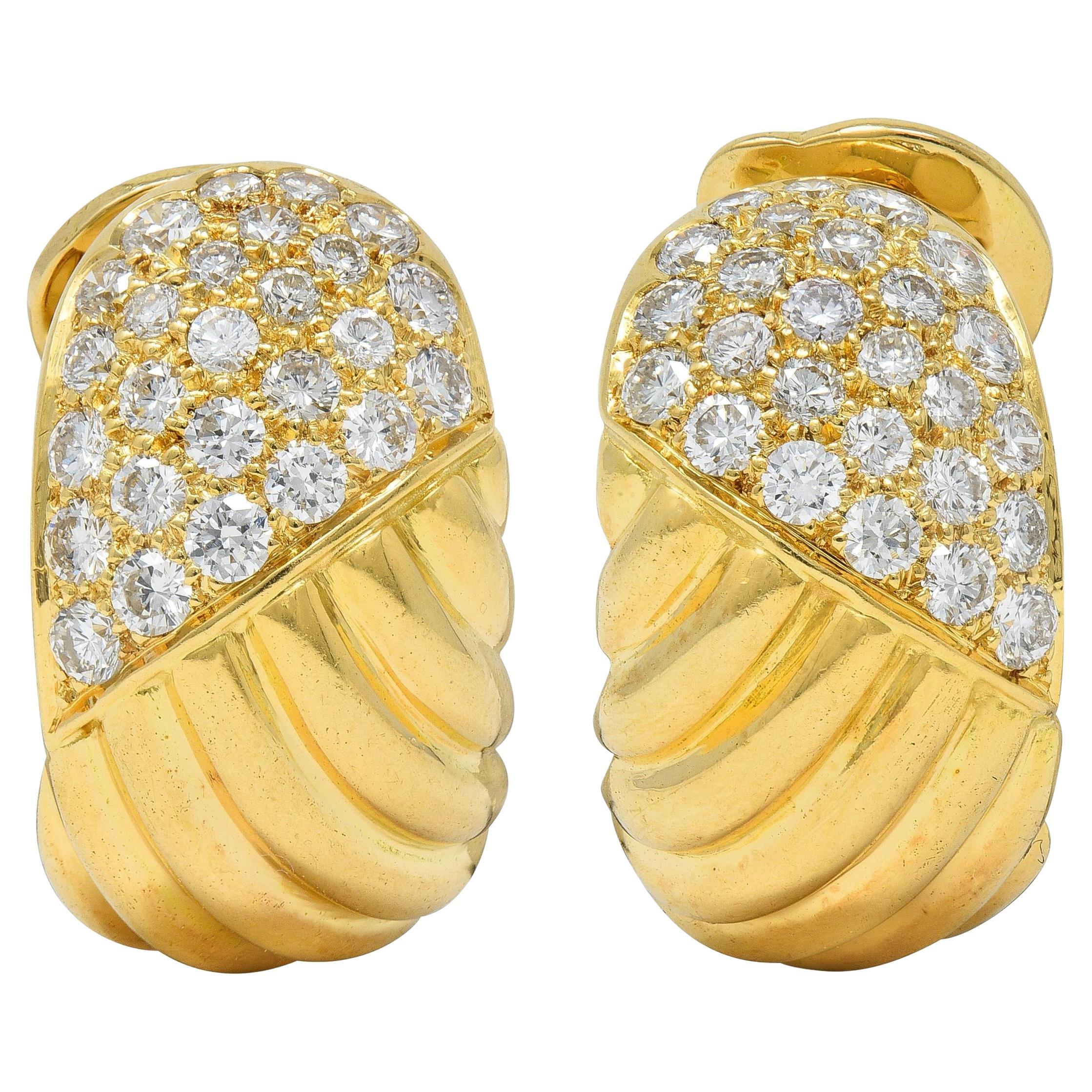 Van Cleef 
Arpels - Orecchini a cerchio con diamante in oro 18 carati degli anni 
80