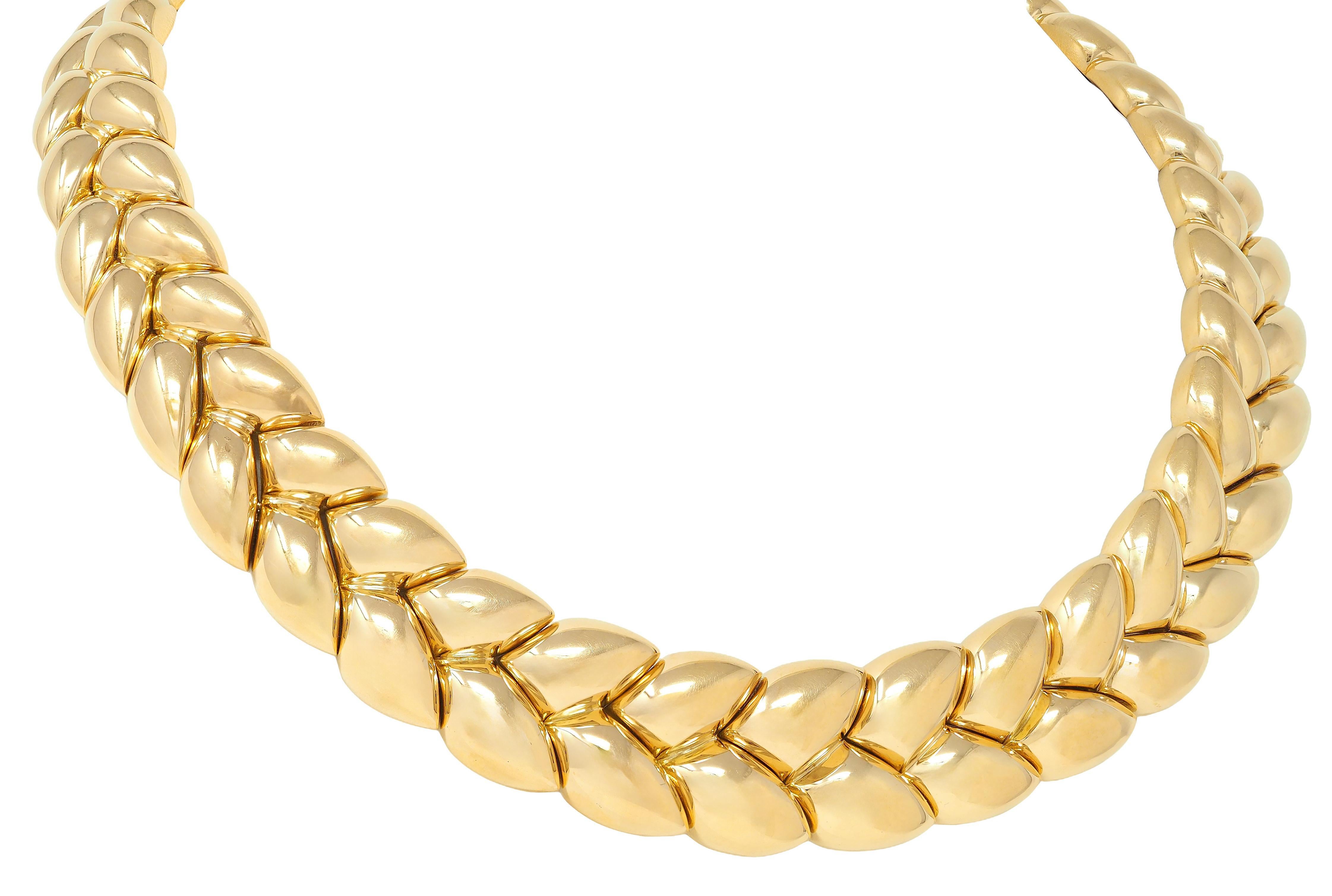 Van Cleef & Arpels Französisch 1994 18K Gold Vintage Puffy Weizen Halsband Halskette im Zustand „Hervorragend“ im Angebot in Philadelphia, PA