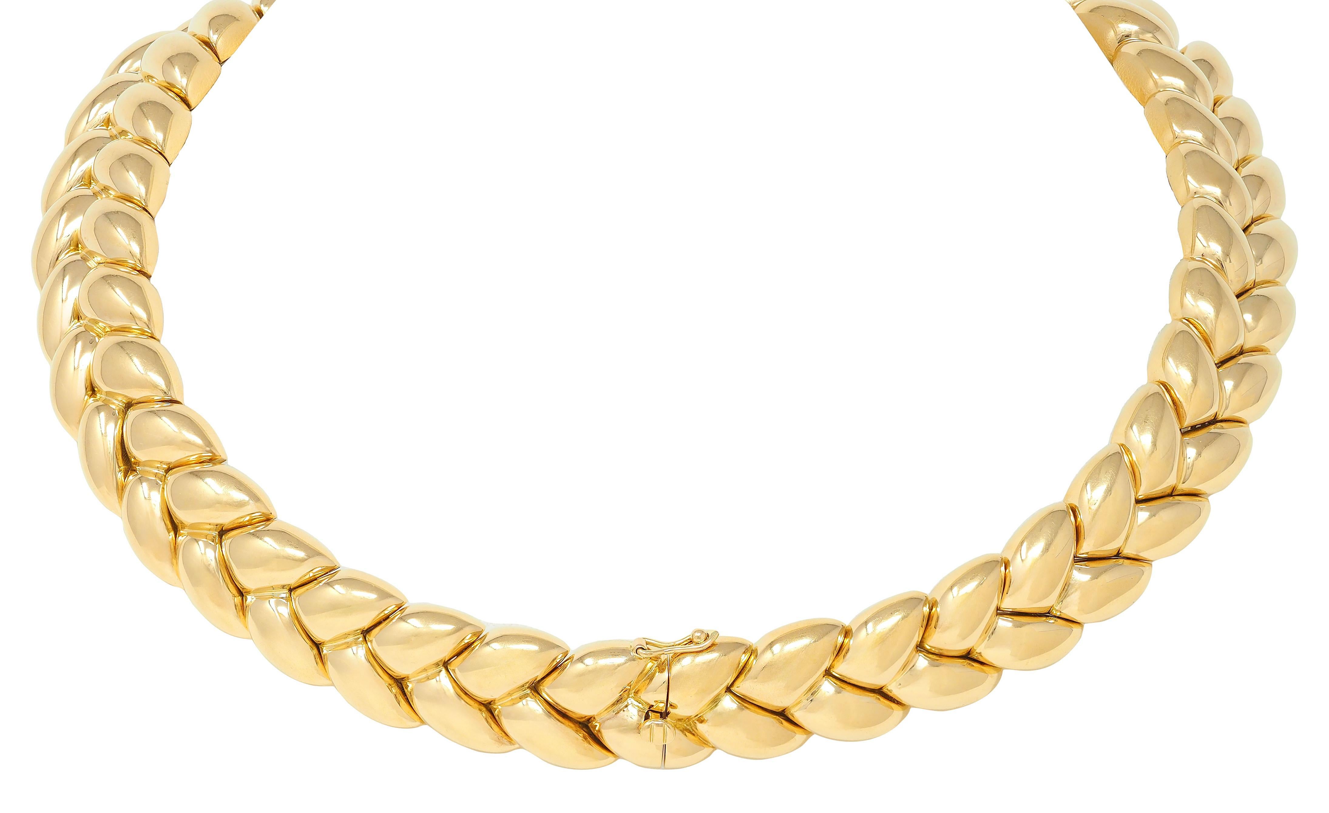 Van Cleef & Arpels Französisch 1994 18K Gold Vintage Puffy Weizen Halsband Halskette Damen im Angebot